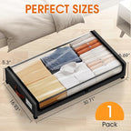 Under Bed Storage with Wheels 1Pack Storage Containers with Clear Window&Label Under Bed Drawers Rolling Under Bed Storage fo