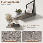 40 Inch Floating Shelves for Wall Set of 2, 8"D Wood Grain Bathroom Shelves with Invisible Brackets, Easy Install Engineered 