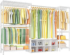 Ulif E10 Clothes Rack（With Stretchable Hanger Rod）Freestanding Clothing Racks for Hanging Clothes，Adjustable Closet Organizer
