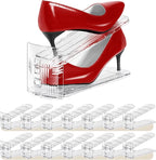 Shoe Slots Organizer 15 Pack - Shoe Stackers,3 Levels Adjustable,Space Savers 50%,Double Layer Holders for Closet (Transparen