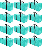 PANDA JOYS 12 Pack Extra Large Moving Bags with Zippers & Carrying Handles, Heavy-Duty Storage Tote for Space Saving Moving S