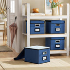 Huolewa Decorative File Organizer Boxes Office Document Storage with Lids, Portable Collapsible Linen Hanging Filing & Storag
