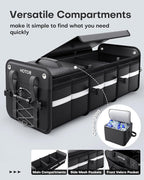 HOTOR Trunk Organizer - 3-Compartment Car Organizer and Storage with Cooler Bag, Foldable Car Storage Organizer for SUV with