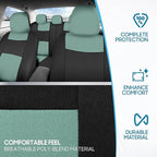 BDK PolyPro Car Seat Covers Full Set in Mint on Black – Front and Rear Split Bench Seat Covers Accessories for Auto Trucks Va