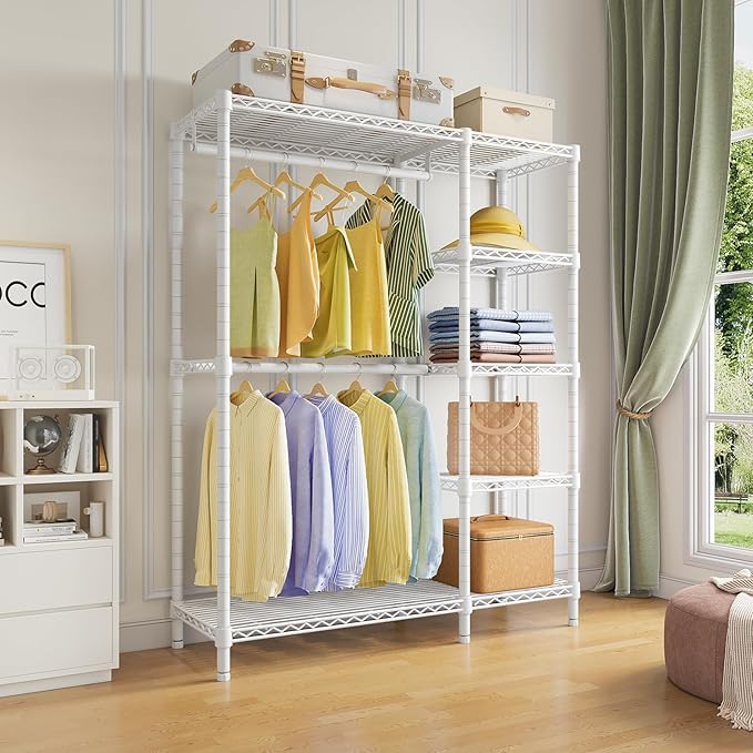 VIPEK V7 Garment Racks for Hanging Clothes Heavy Duty Clothes Rack with Shelves, Portable Closet Rack Metal Clothing Racks 5 