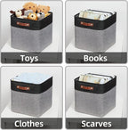 HNZIGE Storage Foldable Baskets Cubes Set(3 Pack) Fabric Bins for Shelves,13 Inch Storage Basket for Organizing with Leather 