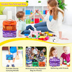 Tesuko 6 Pack Clear Toy Storage Bag with Name Tag& Manual Pocket, Waterproof Transparent PVC Toy Organizer Case for Lego Bric