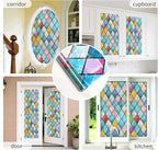 WPCTEV 3D Window Film No Glue Privacy for Glass Sticker Static Cling Heat Control Anti UV Non-Adhesive Decorative Rhombus 35.4 Inch x 6.5 Feet