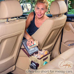 Creathing Car Trash Can [Touring Edition] - Removable Liner - 100% Leakproof, Odor Control Lid, Hanging Garbage Bin for SUV, Truck, Car (2 Gal, Beige)