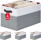 4 Pack Large Closet Storage Baskets Bins for Shelves | Fabric Closet Organizers and Storage with Handles Home Organization | 