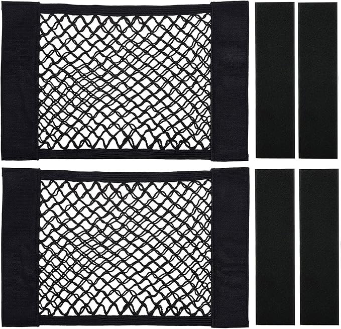 Universal Mesh Cargo Net Storage Net Wall Sticker Organizer Pouch Bag Storage Mesh Net for Car Trunk Storage Add On Organizers for Car Truck (15" x 9.5"(2 Packs, W/Loop))