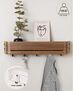 GEMAPOCO® Key Holder Wall Mount with 5 Retractable Hooks, 17-inch Finland-Designed Key Hanger with Shelf, Modern Coat Rack Wa