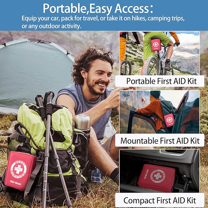Premium First Aid Kit - Waterproof Molle Medical Bag with Color-Coded Compartments, with Israeli Bandage, Rescue Blanket & CP