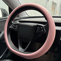 PINCTROT Nappa Leather Steering Wheel Cover for Tesla Model Y/3 Highland/Juniper, D Shaped 14 Inch Small Sized with Breathabl