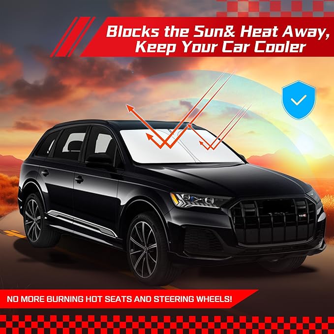 ARISMOTOR Windshield Sun Shade for Audi Q7 2016-2025 2026, Custom Fit Foldable Front Window Sunshade Sun Visor Protector, Block UV Rays Keep Your Car Cooler