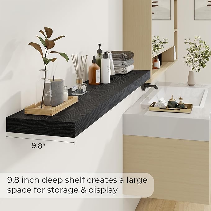 Dreamland 55 Inches Floating Shelves for Wall, 9.8" Deep Long Floating Shelves Set of 2, Large Display & Storage Shelf, Wall 