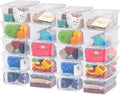 IRIS USA 20-Pack Storage Bins with Lids, 6 Quart, Shoe Boxes Clear Stackable Containers Organize Shoes Closet Shelves, Classr