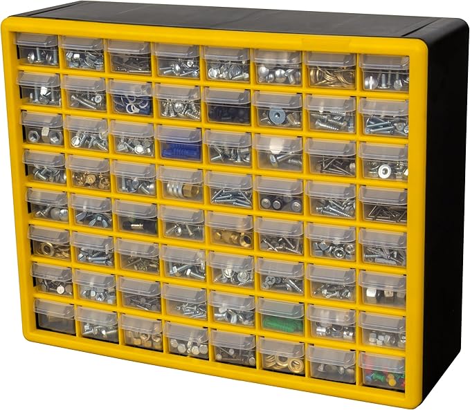 Akro-Mils 64-Drawer Plastic Drawer Storage Cabinet for Garage Organization, Bead Organizer, Building Bricks Storage, Teacher 