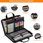 Fireproof Accordion File Organizer with Lock, Water Resistant Expanding File Folder with Shoulder Strap, Important Document O