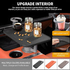 Car Tray & Car Desk for Laptop, 360° Rotating Wood Cup Holder Table,Aluminum Cantilever Laptop Mount for Vehicle,Steering Wheel Tray,Fits for Tesla Model Y/3/S,Camry Forester F150 Tundra&Most Vehicles