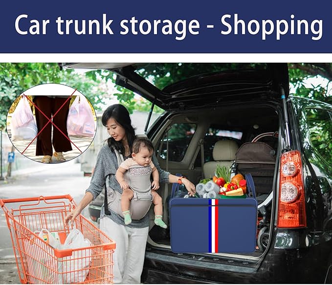 Homeve Trunk Organizer for Car, Waterproof Collapsible 3 Compartments Car Organizer, Foldable Storage for Car Accessories, Too