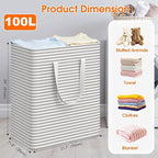 3 Pack Large Laundry Basket,Waterproof & Freestanding Laundry Hamper,Collapsible Clothes Hampers with Easy Carry Long & Reinf