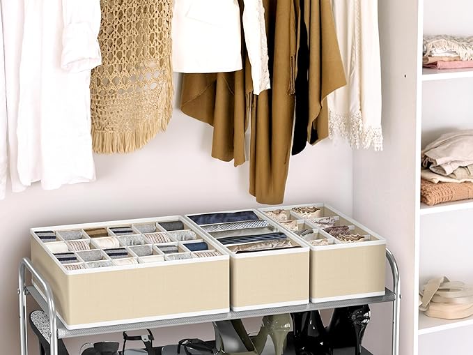 Simple Houseware 4-Pack Drawer Organizer Set - Closet Dividers for Underwear, Socks, Bras, Scarves, Ties - Foldable Non-Woven