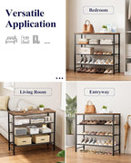 Kitsure Shoe Rack for Closet, Rustic Brown Shoe Organizer with Leveling Feet, Sturdy & Rust-Proof Shoe Storage for Entryway, 