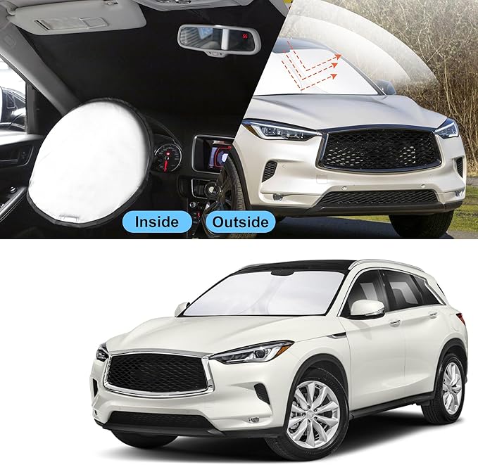 TINGLU Sun Shade for Infiniti QX50 & 2021-2025 2026 QX55 2019-2021 Accessories Windshield Sun Shade Window Shade UV Rays Protection Sun Visor Cover with Steering Wheel Sunshade Storage Bag