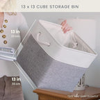 OrganiHaus 13x13 Cube Storage Bins 3 Pack, Foldable Cube Storage Organizer w/ Rope Handles, Collapsible Fabric Bins for Toys,