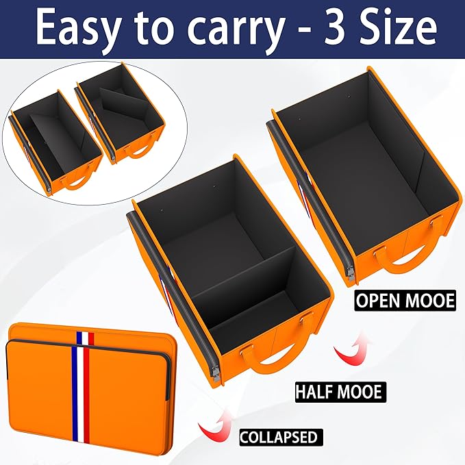 Homeve Trunk Organizer for Car, Waterproof Collapsible 3 Compartments Car Organizer, Foldable Storage for Car Accessories, Too