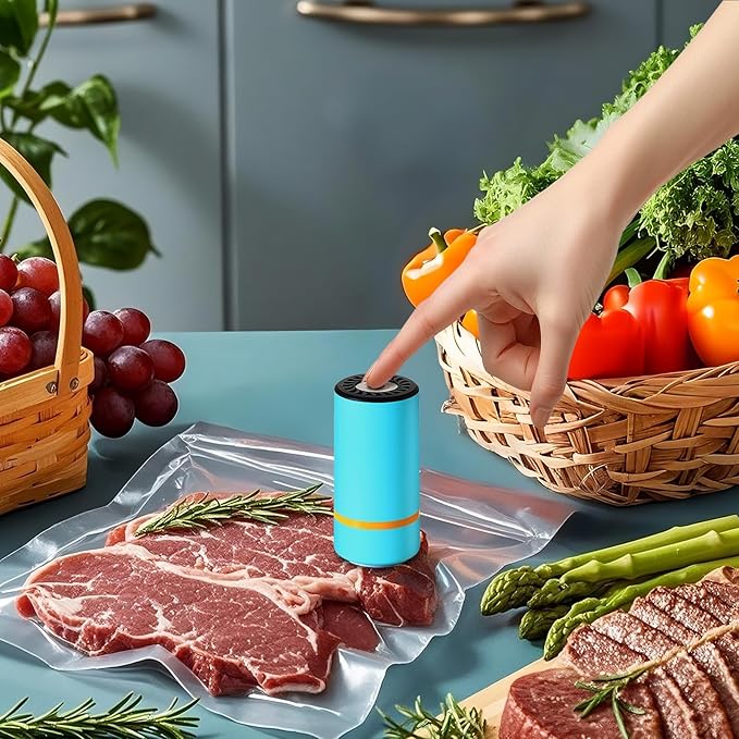 MEGAWISE Reusable Sous Vide Bags 58Pcs BPA-Free, 1.4L Vacuum Sealer Bags for Cooking & Microwave, 50 Zipper Bags, 3 Seal Clip