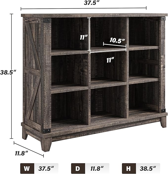 EnHomee 9 Cube Storage Organizer and Shelves, Cubby Storage Organizer, Bookshelves with Storage for Home and Bedroom, Black O