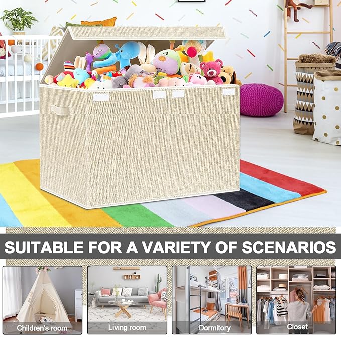 VERONLY Large Toy Box Chest Storage with Lid - Collapsible Kids Toys Boxes Organizer Bins Baskets with Handles for Boys, Girl