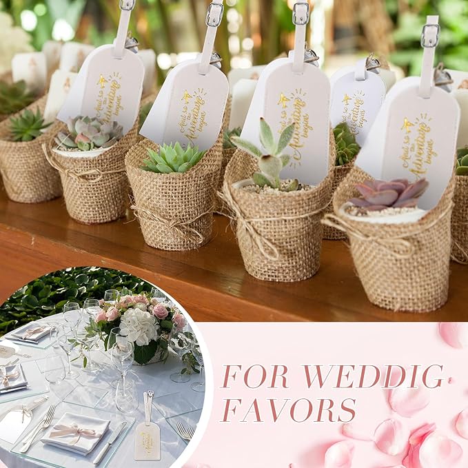 Amylove Bulk Luggage Tags Wedding Favors Adventure Begins Luggage Tags for Guests Travel Tag for Suitcase Bridal Gift 24 Pack