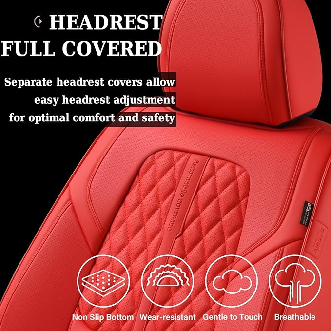 Coverado Seat Covers, Car Front Seat Covers with Backrest, Nappa Leather Car Seat Protectors,Waterproof &Breathable,Anti-Slip