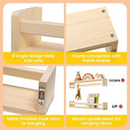 Fun Memories Nursery Book Shelves - Rustic Natural Solid Wood Floating Bookshelf for Kids - Wall Book Shelves for Kids Room (