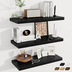 Fun Memories 12 Deep Floating Shelves for Wall | 30W x 12D Large Floating Shelves | 3 Pack Storage Space Wall Mount Shelf for