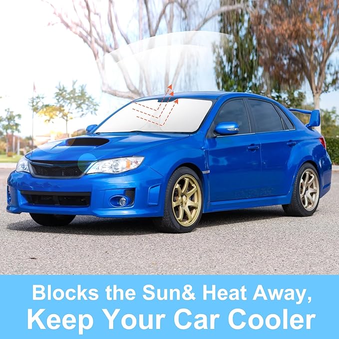 TINGLU Sun Shade for Subaru Impreza WRX/WRX STI 2008-2015 Accessories Windshield Sun Shade Window Shade UV Rays Protection Sun Visor Cover with Steering Wheel Sunshade Storage Bag