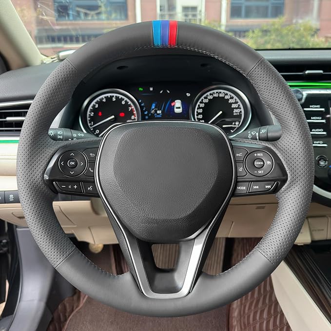 MEWANT Hand Sewn Steering Wheel Cover for Toyota Camry 2018-2019/Toyota Avalon 2019/Toyota Corolla 2019-2020/Toyota RAV4 2019 Steering Wheel Accessories