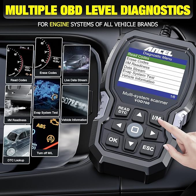 ANCEL VOD700 All System OBD2 Scanner Fits for Volvo Car Code Reader Full Function Diagnostic Scan Tool ABS Bleeding Injector