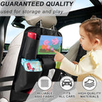 Car Seat Organizers,Multi-functional Back Seat Protectors, Storage Pouches, Child kicking prevention and Tray Holders Kick Mats Back (for Cars, Kids,and Rear Seats) (Black, 2 Pack)