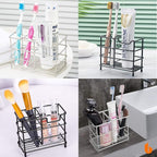 Urbanstrive 304 Stainless Steel Bathroom Toothbrush Holder Toothpaste Holder Stand Bathroom Accessories Organizer (Black, Lar