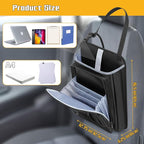 LUXJA Car Front Seat Organizer with Accordion File Pocket, Passenger Seat Organizer with Laptop Sleeve (Up to 15.6 In) and Adjustable Strap, Black