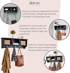 Shaker Cottage Wall-Mounted Coat Rack with 3 Storage Cubbies and 4 Coat Hooks – 36" W x 9" D x 14" H Space-Saving Entryway Or