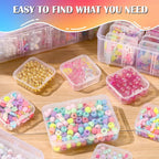 VTG Bead Organizer Box, 84 Pcs Small Plastic Containers with Lids, 4-Tier Stackable Storage Box, Clear Organizers for Jewelry