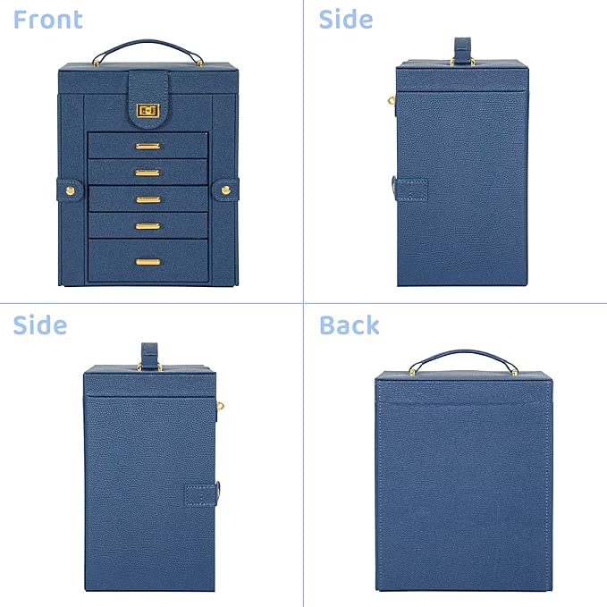 AKOZLIN Jewelry Box Organizer Functional Leather Jewelry Storage Case for Women Girls Ring Necklace Earring Bracelet Holder O