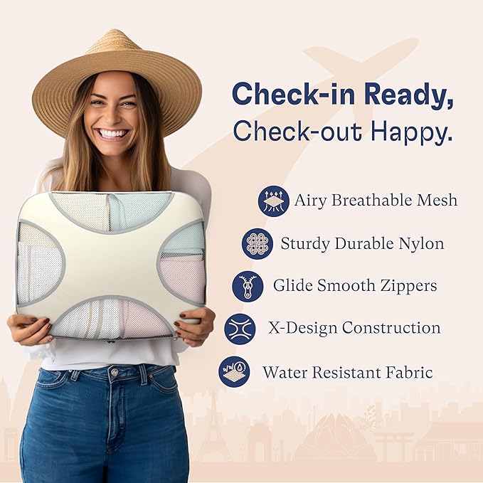 Shacke Packing Cubes for Travel 8 Set - Premium Luggage Organizer Bags - Versatile Travel Organizer for Women and Men - Optim