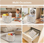 Storage Basket Boho Fabric Large Collapsible Floral Laundry Nursery Hamper Portable Folding Storage for Clothes Toys (Blue Fl