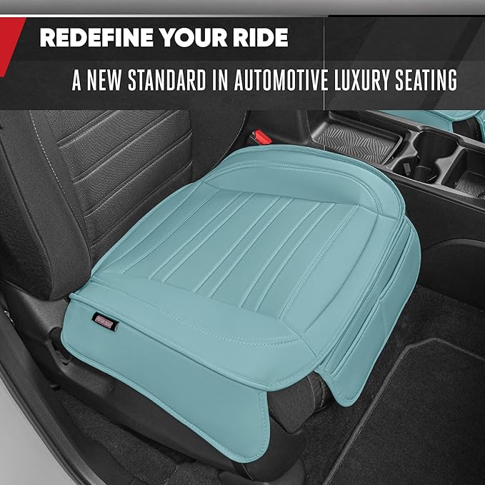 Motor Trend Seat Covers for Cars Trucks SUV, Faux Leather 2-Pack Mint Padded Car Seat Covers with Storage Pockets, Premium In